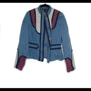 MARC JACOBS Denim Patchwork Fitted Blazer Jacket.